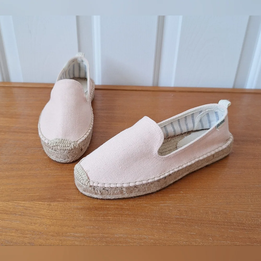 Soludos Baby Pink Espadrille Sandals Smoking Slipper Pastel Neutral NEW Womens 5